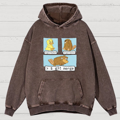 Git Merge Programmer Vintage Distressed Hoodie