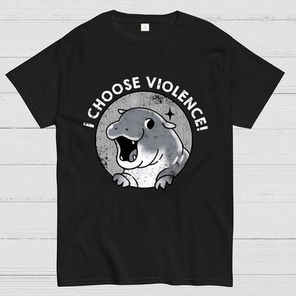 I Choose Violence Cute Hippo Geek T-Shirt