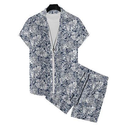 Leaf Print Hawaiian Shirt Set