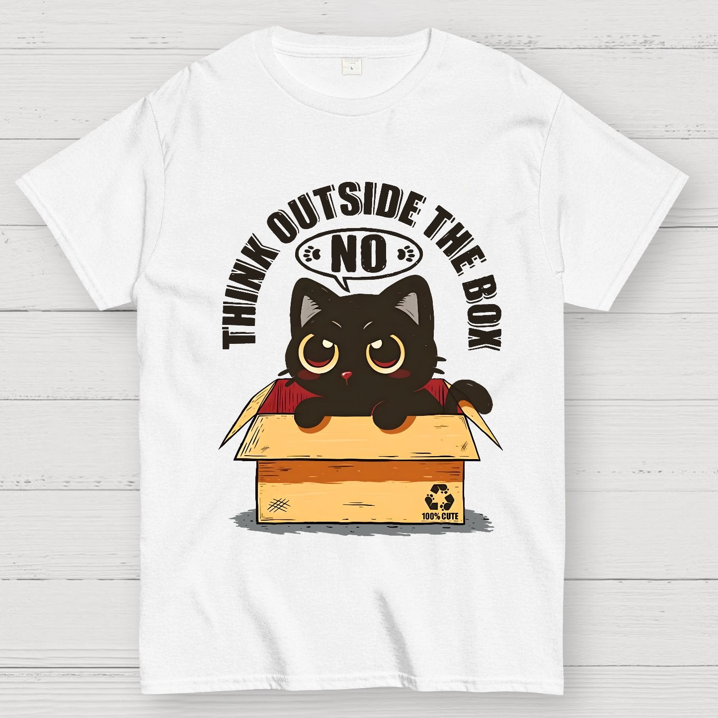 Cat THink Outside In A Box Geek T-Shirt