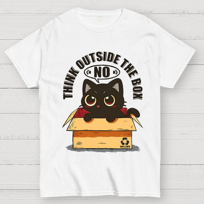 Cat THink Outside In A Box Geek T-Shirt