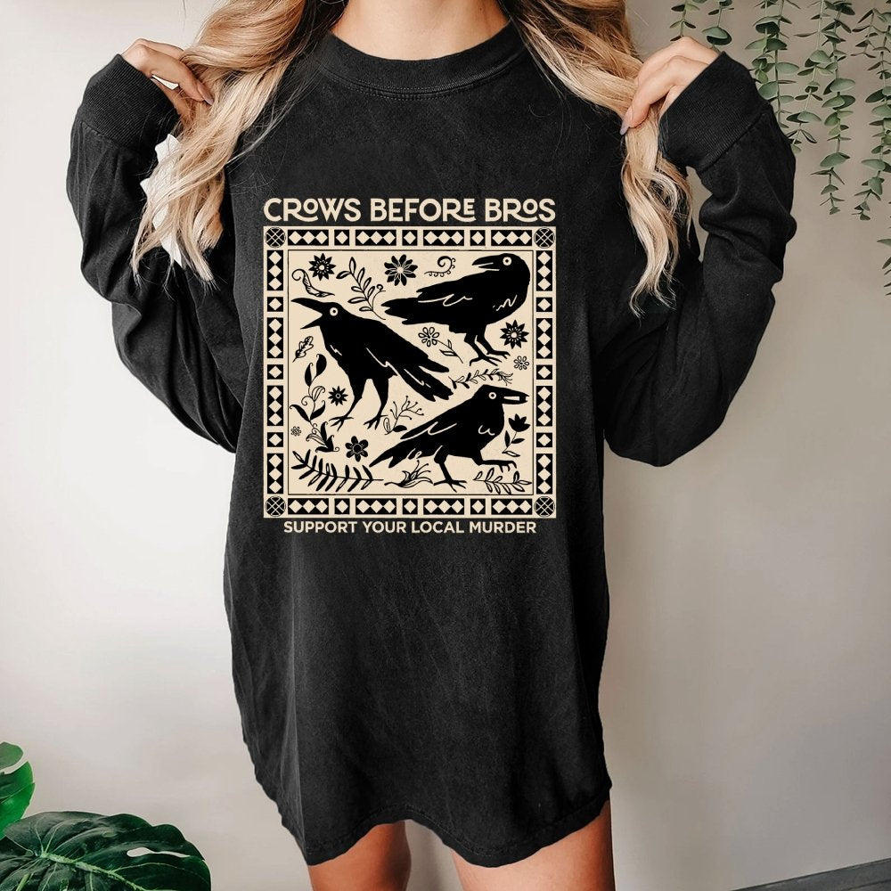 Crows Before Bros Washed Long Sleeve Tee