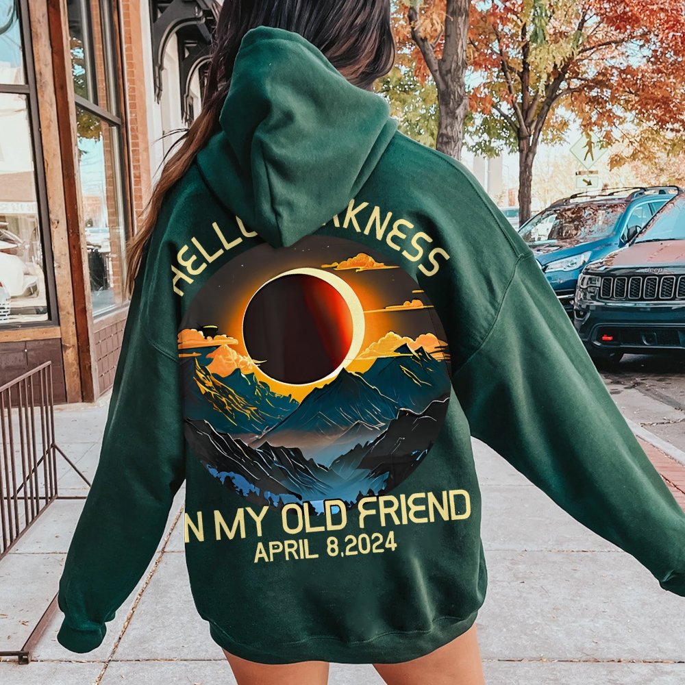 Hello Darkness My Old Friend Nerdy Graphic Geek Printed Back Cotton Hoodie