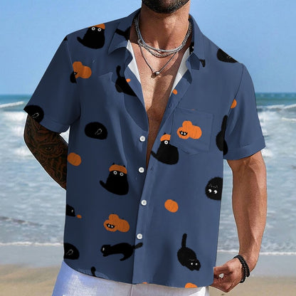 Halloween Pumpkin Black Cat Geeky Shirt