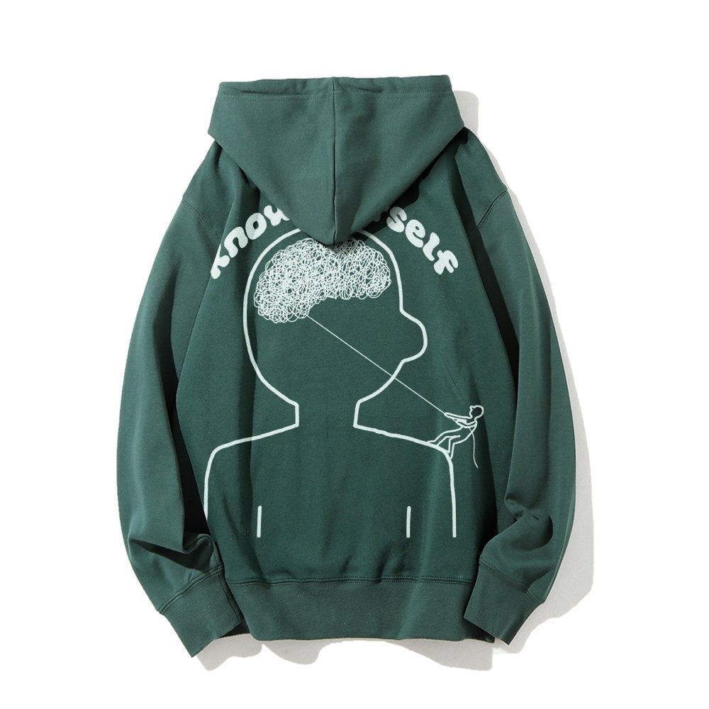 Vintage Mental Health Matters Graphic Print Printed Back Cotton Hoodie