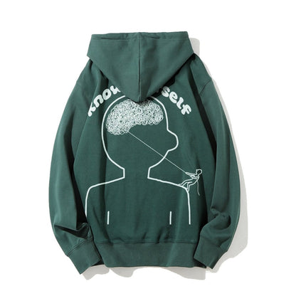 Vintage Mental Health Matters Graphic Print Printed Back Cotton Hoodie