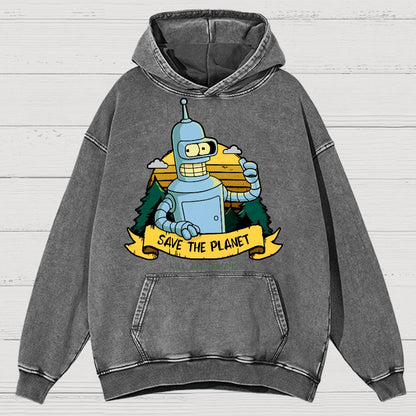 Save The Planet Kill All Humans Vintage Distressed Hoodie