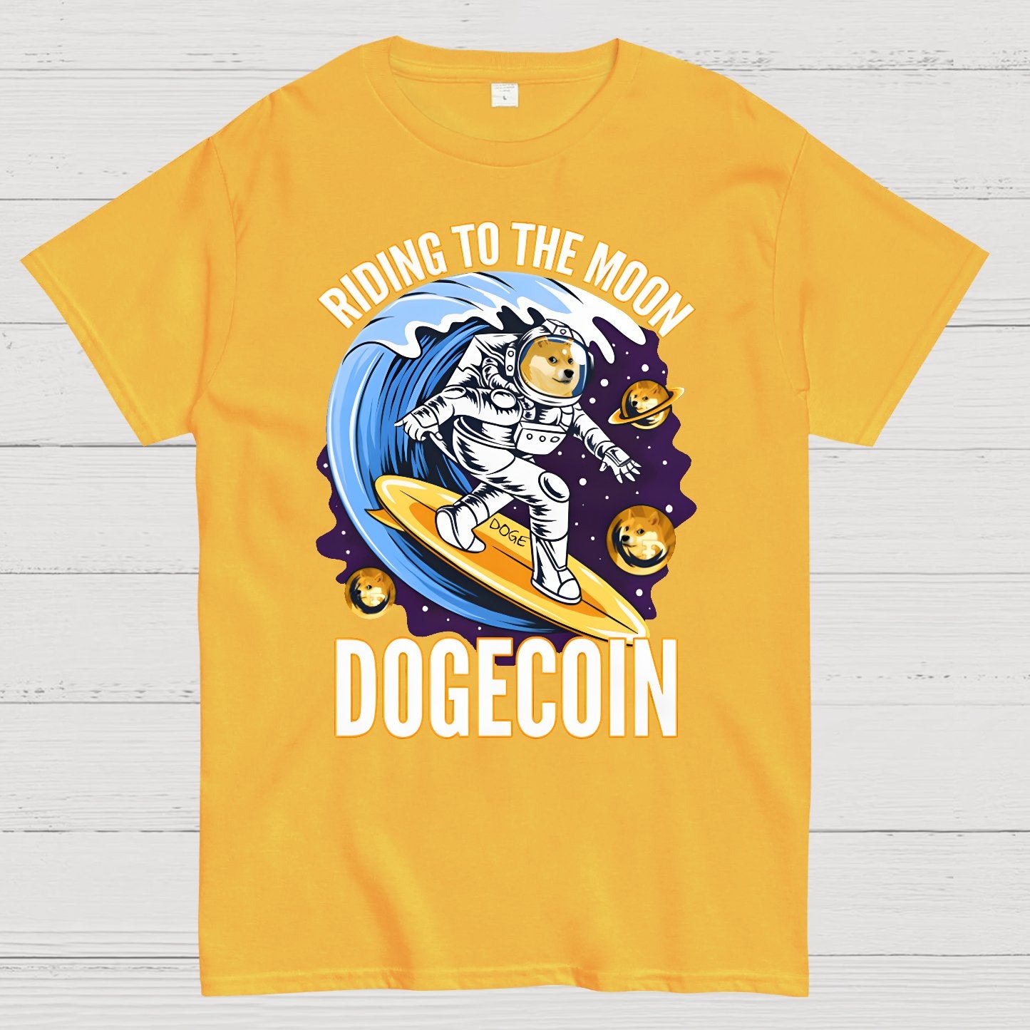 Riding To The Moon Dogecoin DOGE Geek T-Shirt