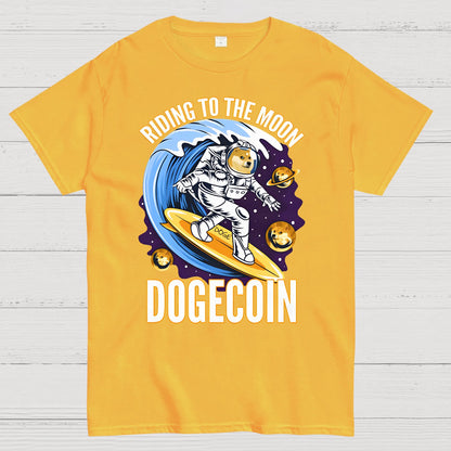Riding To The Moon Dogecoin DOGE Geek T-Shirt