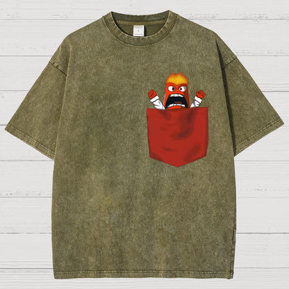 Angry Pocket Fire Monster Vintage Distressed T-shirt