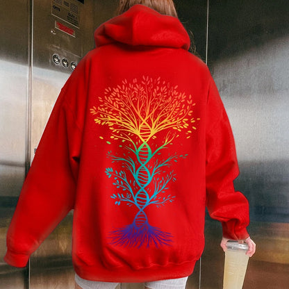DNA Tree Of Life Science Printed Back Unisex Cotton Hoodie