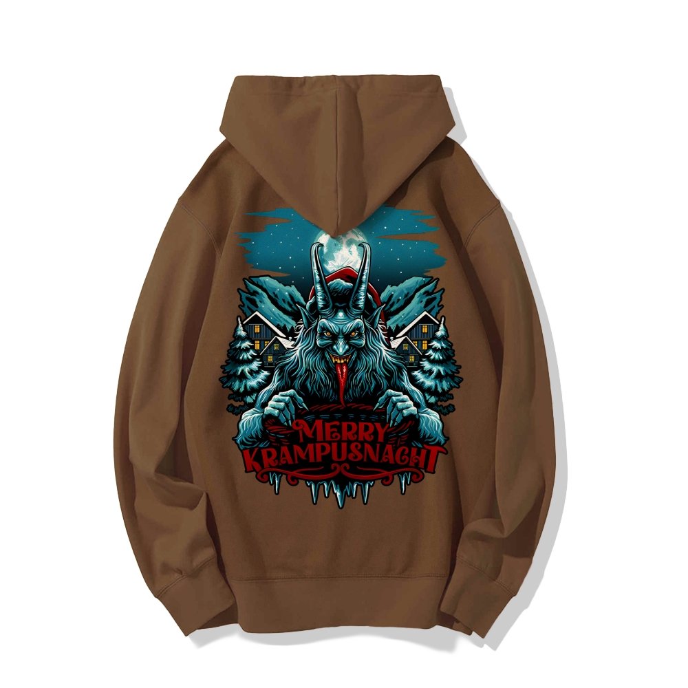 Merry Krampusnacht Printed Back Unisex Cotton Hoodie