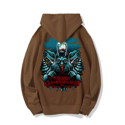 Merry Krampusnacht Printed Back Unisex Cotton Hoodie
