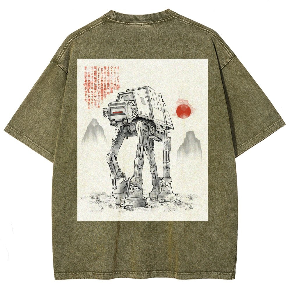 Astrobot Invention Armored Walker Back Print Washed T-Shirt
