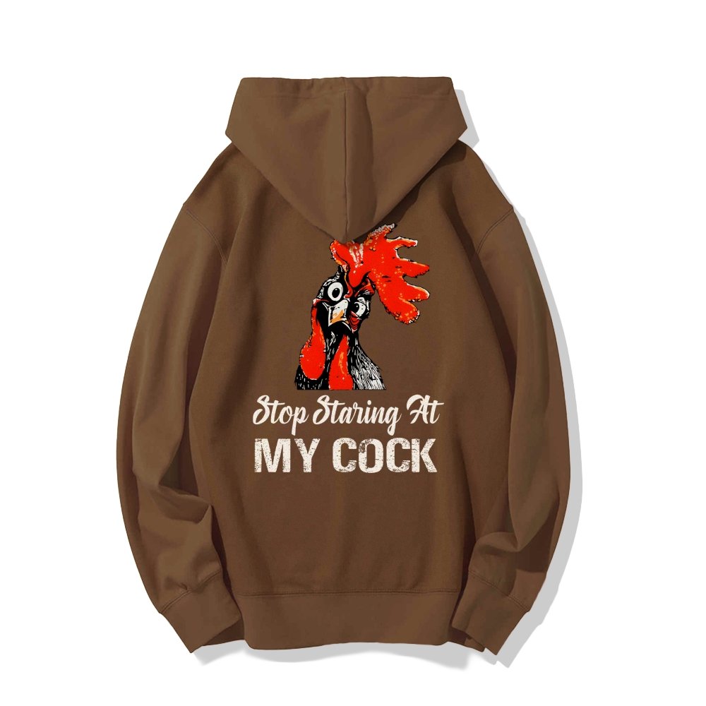 Stop Staring at My Cock Printed Back Unisex Cotton Hoodie