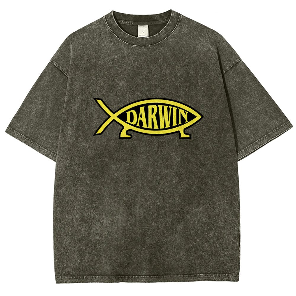 Darwin Fish Vintage Distressed T-shirt
