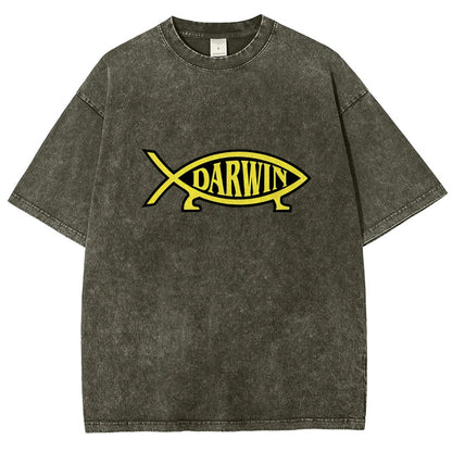 Darwin Fish Vintage Distressed T-shirt