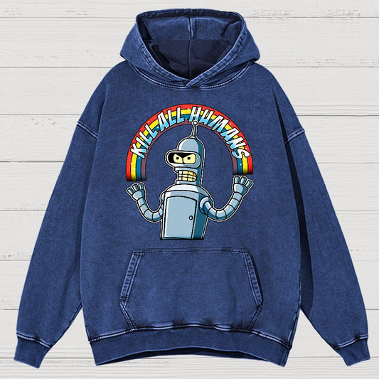 Shiny Metal Robot Vintage Distressed Hoodie