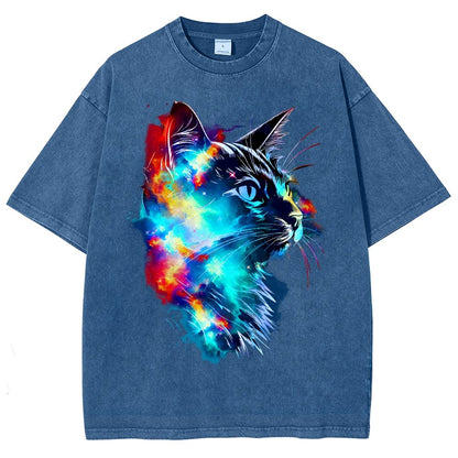 Cosmos Cat Vintage Distressed T-shirt