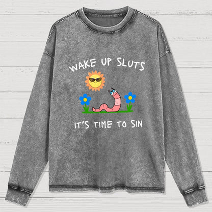 Wake Up Sluts Washed Long Sleeve Tee