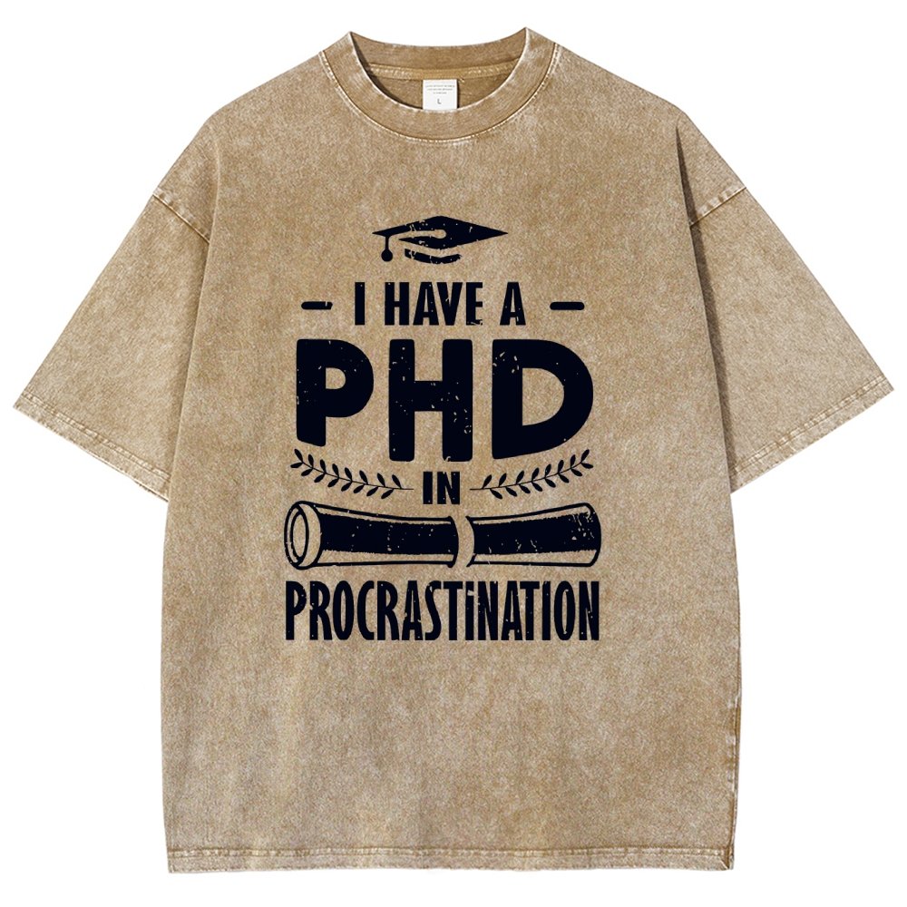 PHD In Procrastination Vintage Distressed T-shirt