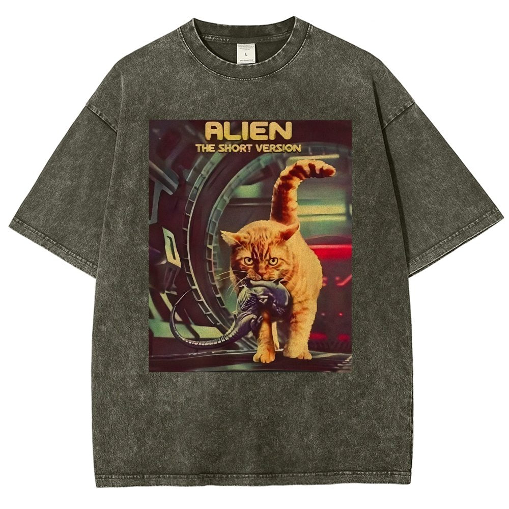 Mystery Cat Heavy Vintage Distressed T-shirt