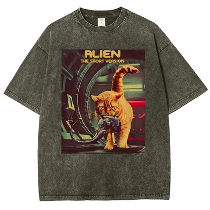 Mystery Cat Heavy Vintage Distressed T-shirt
