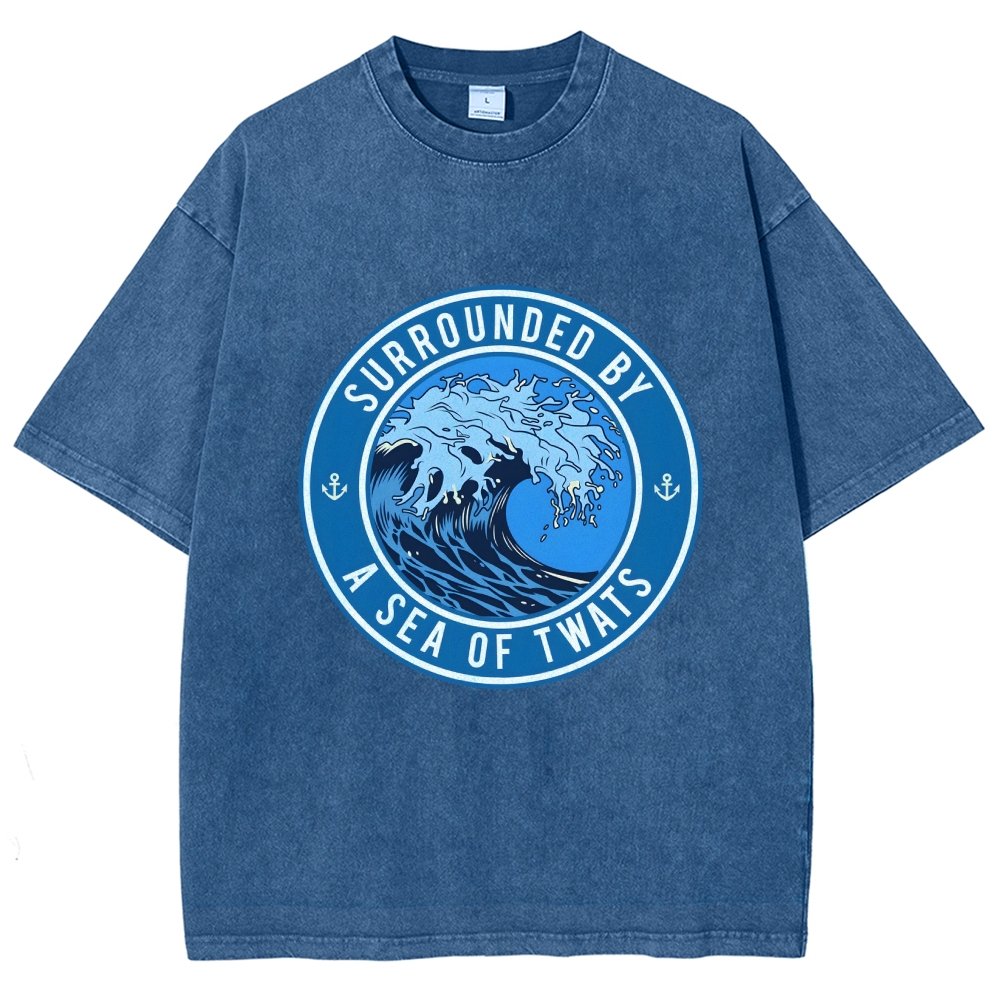 Surrounded By A Sea Of Twats Vintage Distressed T-shirt
