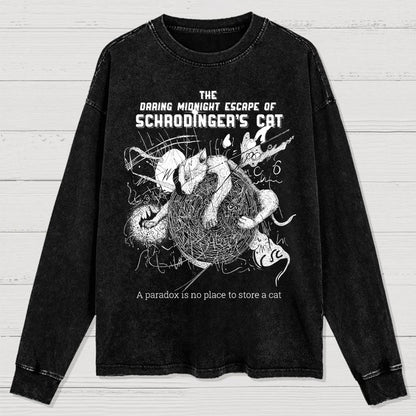 The Daring Midnight Escape of Schrödinger's Cat Washed Long Sleeve Tee