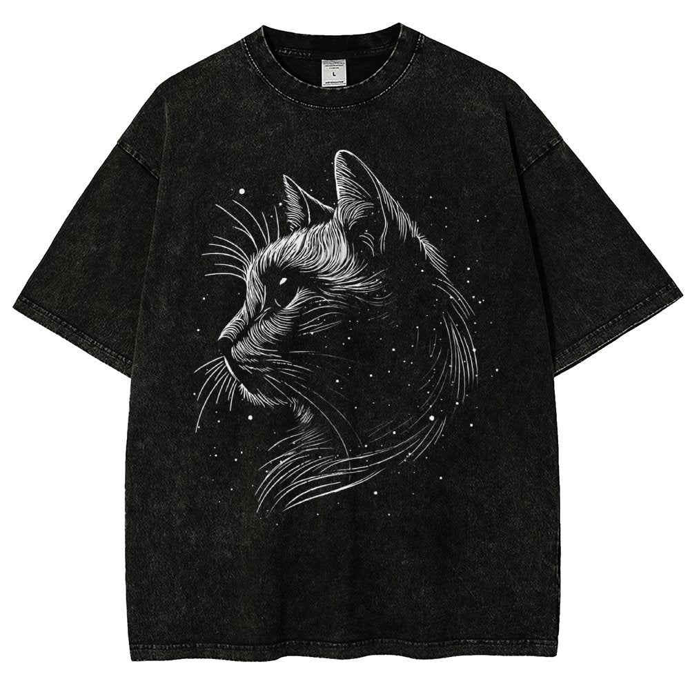 Space cat Vintage Distressed T-shirt