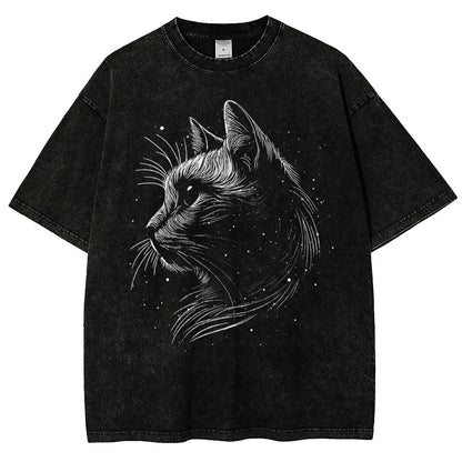 Space cat Vintage Distressed T-shirt