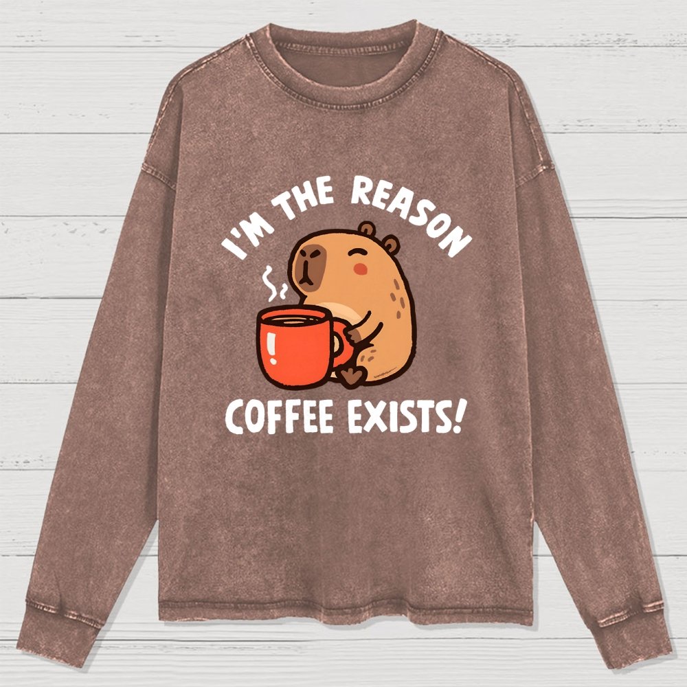 The Reason Coffee Exists Washed Long Sleeve Tee