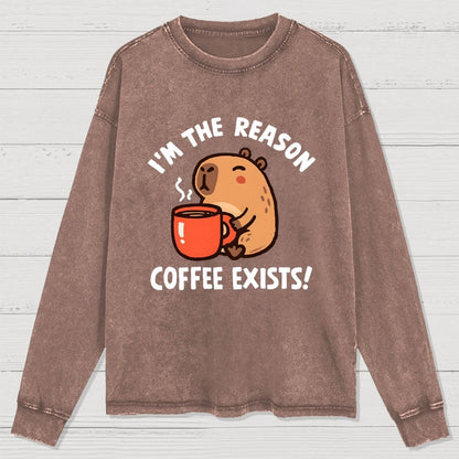 The Reason Coffee Exists Washed Long Sleeve Tee