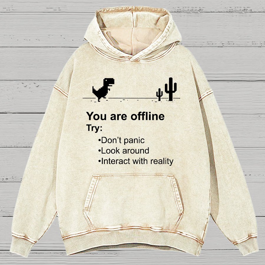 Funny Offline No Internet Vintage Distressed Hoodie