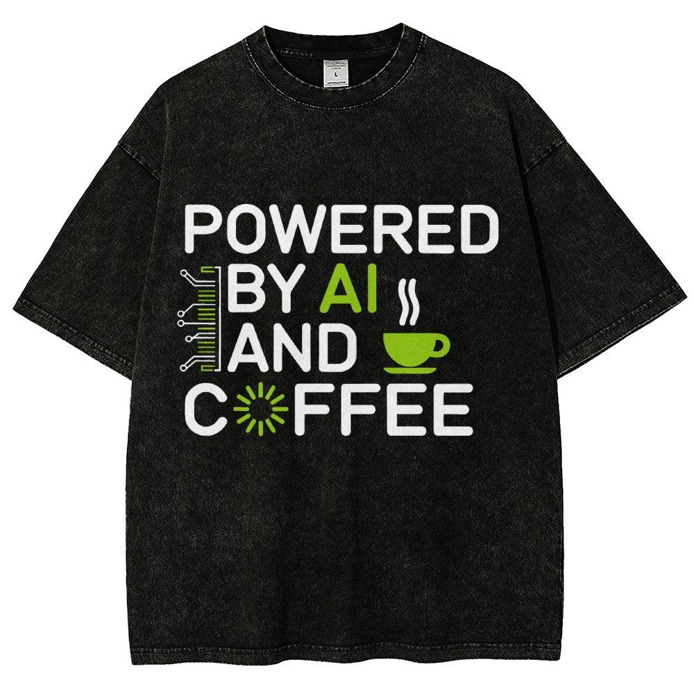 Powered By AI And Coffee Vintage Distressed T-shirt