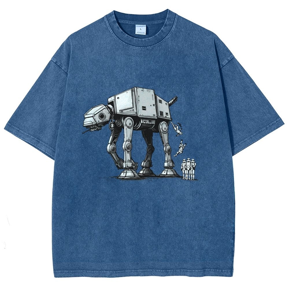 Mechanical Robot Dog Poop Vintage Distressed T-shirt