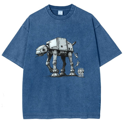 Mechanical Robot Dog Poop Vintage Distressed T-shirt