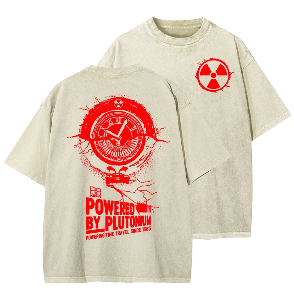Plutonium Power Front And Back Printing Washed T-shirt