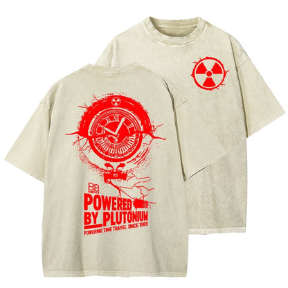 Plutonium Power Front And Back Printing Washed T-shirt