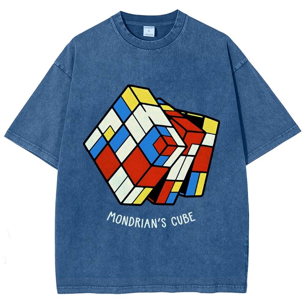 The Mondrian Rubik Cube Vintage Distressed T-shirt