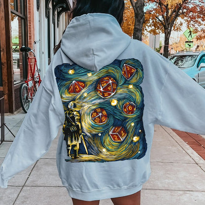 Starry Dice Printed Back Cotton Hoodie