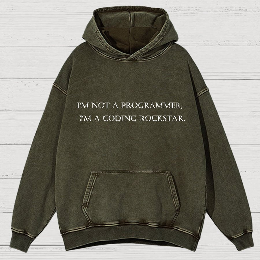 I'm Not A Programmer I'm A Coding Rockstar Nerd Vintage Distressed Hoodie
