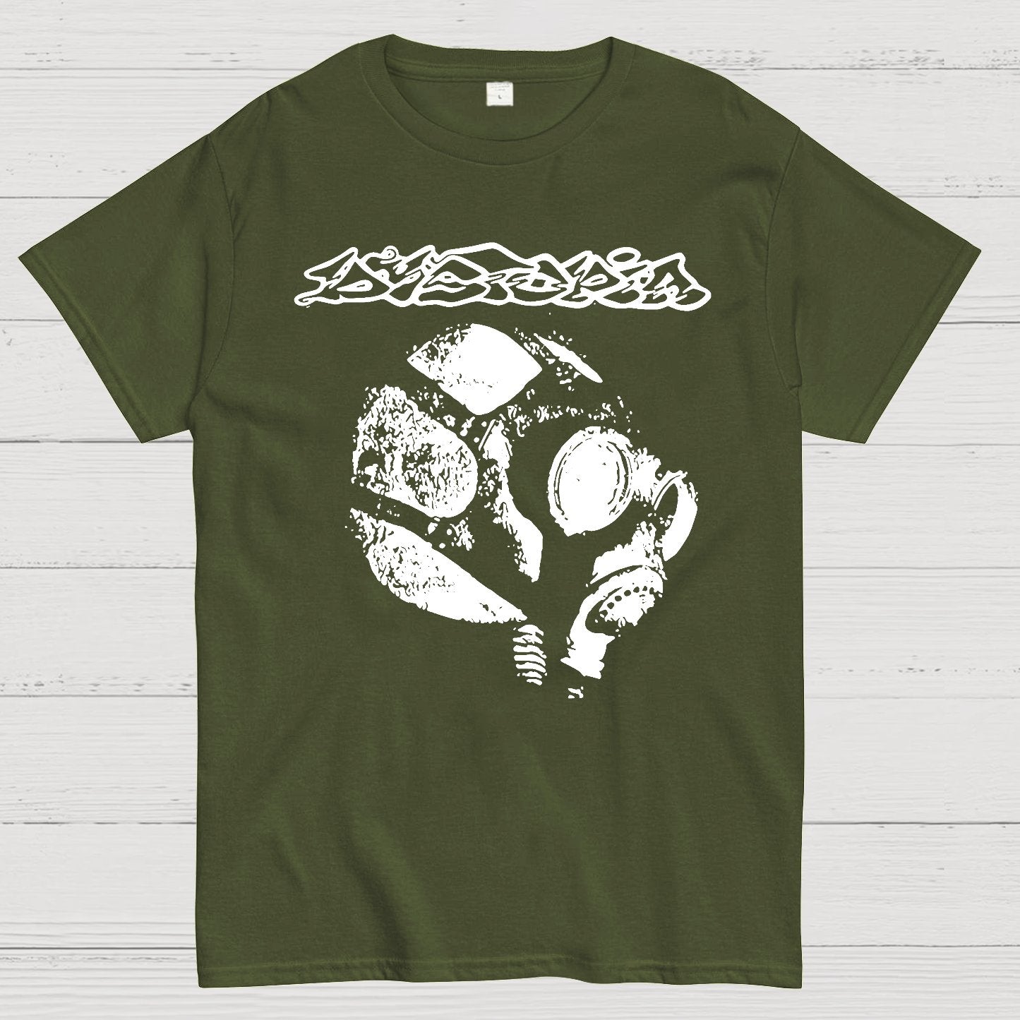 Dystopia - World Gas Mask Back Geek T-Shirt