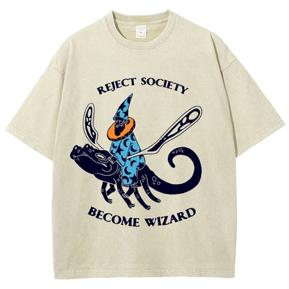Reject-society become-wizard Vintage Distressed T-shirt