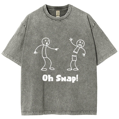 Oh Snap Funny Stick Figure Slogan Saying Vintage Distressed T-shirt