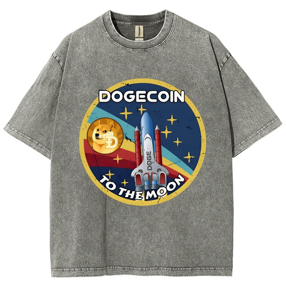 Dogecoin To The Moon DOGE Vintage Distressed T-shirt