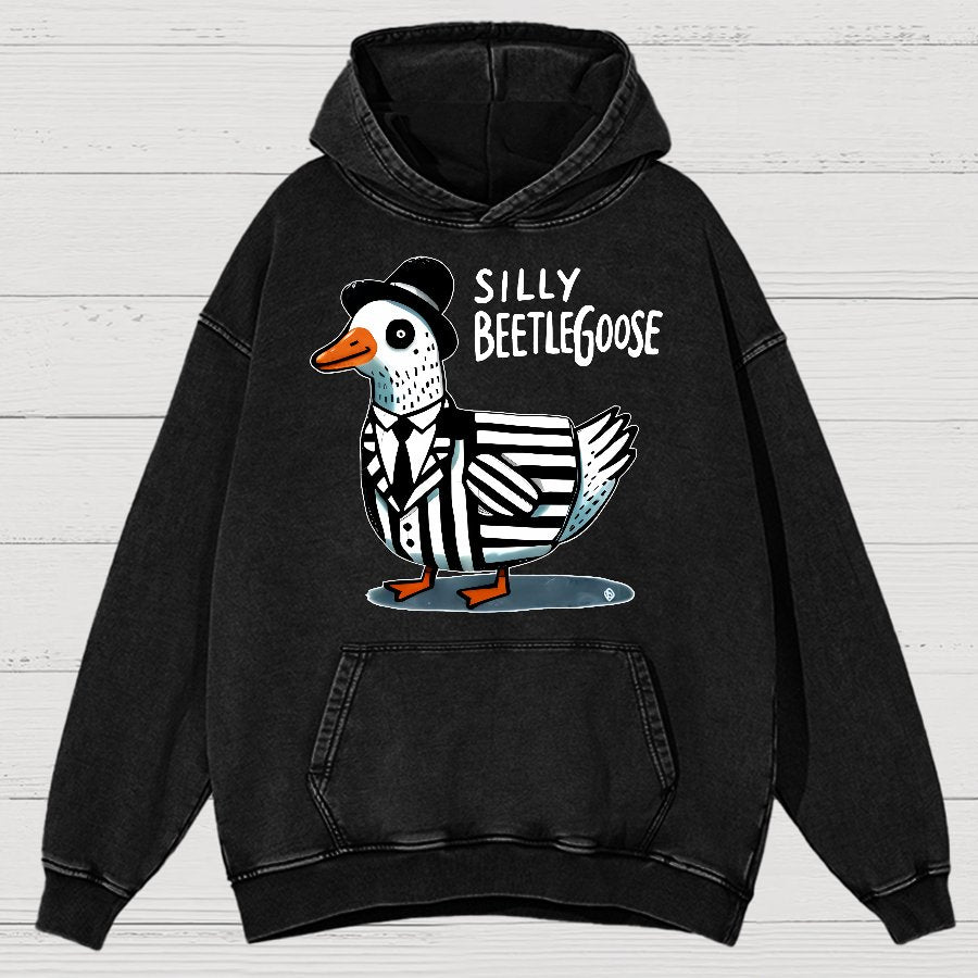 Beetle Goose Cotton Pullover Vintage Distressed Hoodie