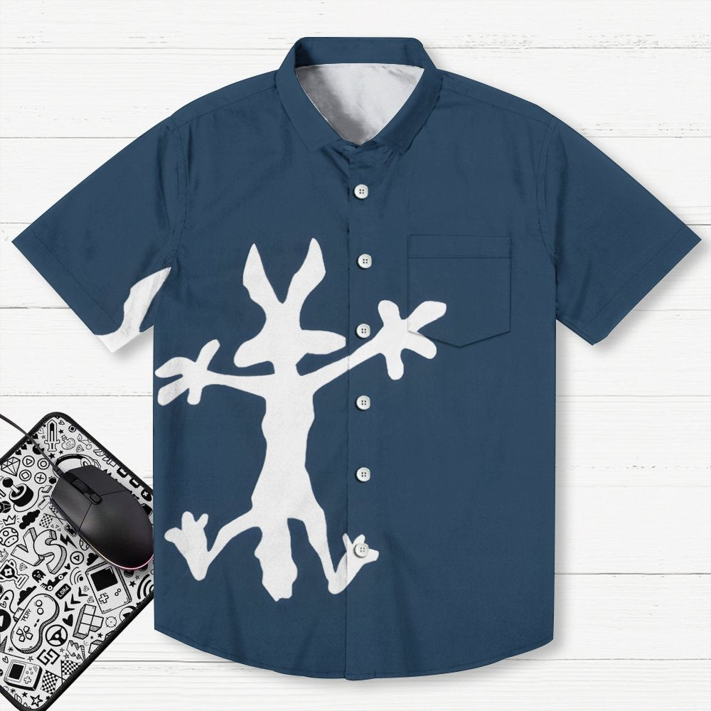Coyote Splat Hitting Cartoon Print Geek Hawaiian Shirt