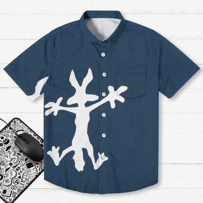 Coyote Splat Hitting Cartoon Print Geek Hawaiian Shirt