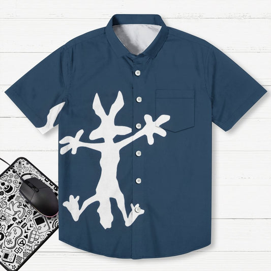 Coyote Splat Hitting Cartoon Print Geek Hawaiian Shirt